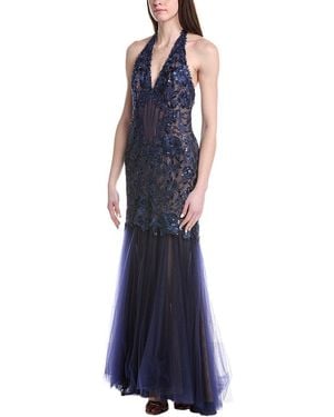 Tadashi Shoji Embellished Sleeveless Maxi Dress - Blue