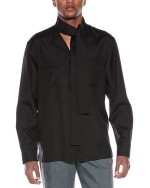 Valentino Scarf Neck Silk Shirt - Black