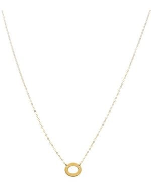 Italian Gold 10K Oval Pendant Adjustable Necklace - Metallic