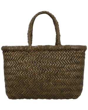 Dragon Diffusion Mini Flat Gora Leather Top Handle Bag - Brown