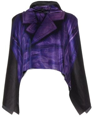 Loewe Print Open Draped Back Cape Top, Size Fr, Never Worn (Authentic Pre- Loved) - Blue