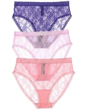 Natori 3pk Bliss Allure Lace Girl Brief - Purple