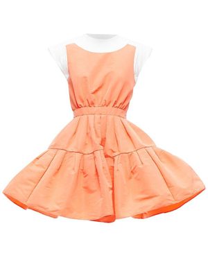 McQueen Apricot Taffeta Tromp Loeil Cotton Tank Dress (authentic Pre-loved) - Orange