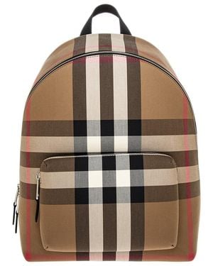 Burberry Jeff Check Canvas & Leather Backpack - Brown
