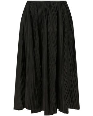 Ferragamo Leather Pleated Maxi Skirt - Black