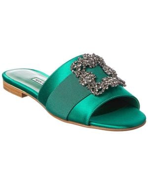 Manolo Blahnik Martamod Satin Sandal - Green