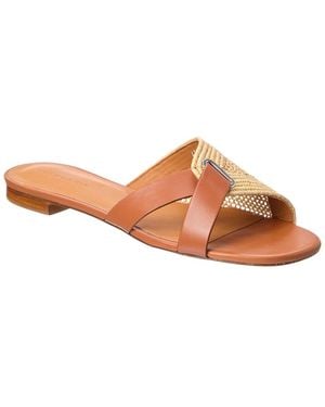 Robert Clergerie P/Ida Straw & Leather Sandal - Brown