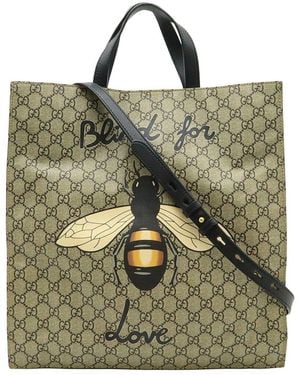 Gucci GG Supreme Bee Print 2way Tote Bag (authentic Pre-loved) - Metallic