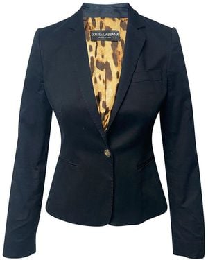 Dolce & Gabbana Leopard Print Lined Blazer, Size Fr, 36 (authentic Pre-loved) - Blue