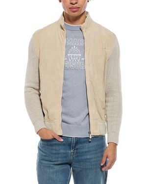 Eleventy Linen-Blend Suede Jacket - Blue
