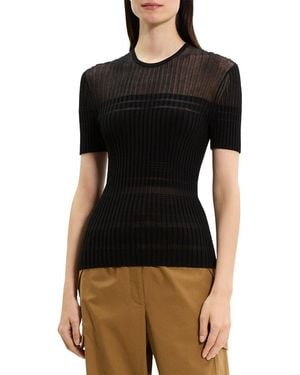 Theory Sheer Stripe Jumper - Black