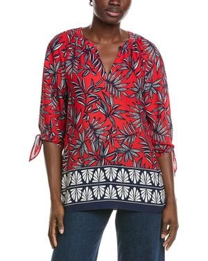 Jones New York Elbow Raglan Sleeve Blouse - Red