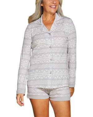 Cosabella Bella Printed Comfort Top & Boxer Set - Gray