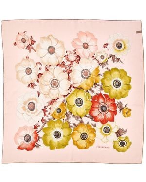 Ferragamo Anemone Print Silk Scarf - Pink