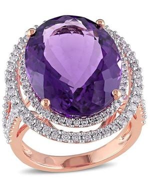 Diamond Select Cuts 14k Rose Gold 20.28 Ct. Tw. Diamond & Amethyst Ring - Purple