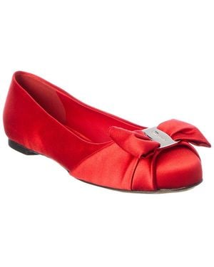 Ferragamo Satin Ballrina Flat - Red