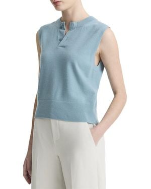 Vince Wool & Cashmere-Blend Henley Shell - Blue
