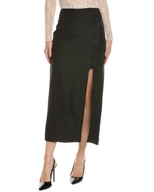 Sandro Linen-Blend Midi Skirt - Black