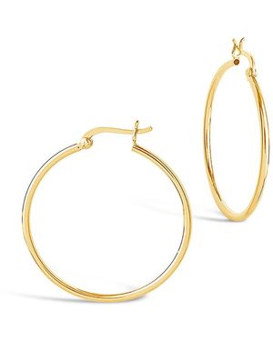 Sterling Forever 14k Over Silver Hoops - Metallic