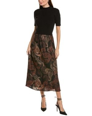 Ellen Tracy Twofer Printed Midi Dress - Brown