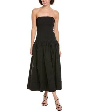A.L.C. June Linen-Blend Midi Dress - Black