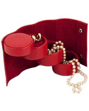 Bey-berk Monogrammed Red Leatherette 3-level Jewelry Roll, (a-z)