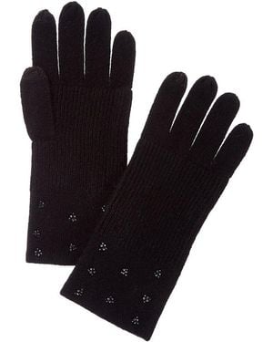 Forte Cashmere Crystal Cuff Cashmere Gloves - Black