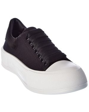 McQueen Deck Plimsoll Canvas & Suede Trainer - Blue