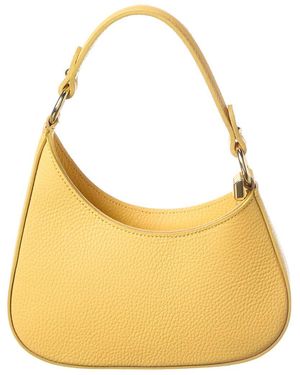 Italian Leather Shoulder Bag - Yellow