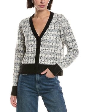 Laundry by Shelli Segal Boucle Rib Trim Cardigan - Gray
