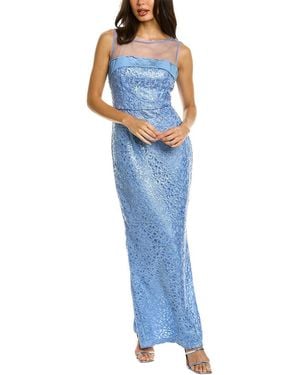 JS Collections Michelle Illusion Column Gown - Blue