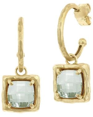 Reiss 14k 7.00 Ct. Tw. Diamond & Green Amethyst Charm Earrings - Metallic