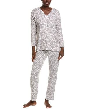 Natori 2Pc Wild Instinct Printed Brushed Pyjama Set - Grey