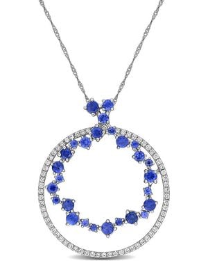 Rina Limor 14K 3.46 Ct. Tw. Diamond & Sapphire Pendant - Blue