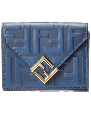 Fendi Ff Diamonds Leather Card Case - Blue