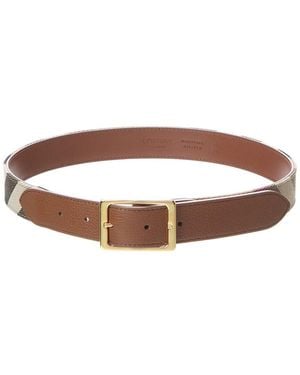 Burberry Check Canvas & Leather Belt - Brown
