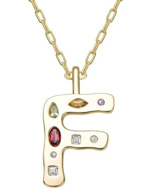 Genevive Jewelry 14K Plated Cz Alphabetical Necklace - Metallic