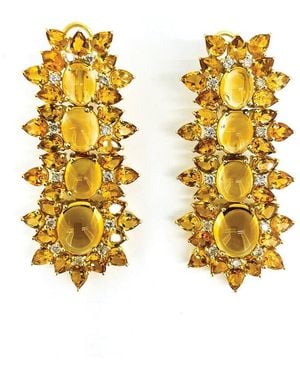 Arthur Marder Fine Jewelry 14K 43.25 Ct. Tw. Diamond & Citrine Earrings - Yellow