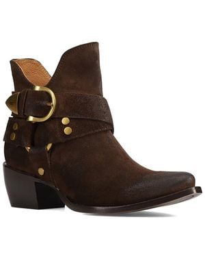Frye Sacha Multi Strap Suede Bootie - Brown