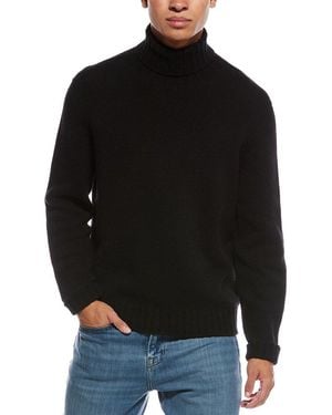 Palm Angels Curved Logo Wool-Blend Turtleneck Sweater - Black
