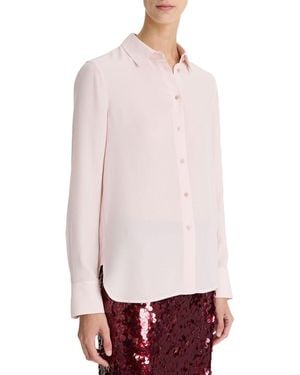 Vince Slim Fitted Silk-Blend Blouse - White
