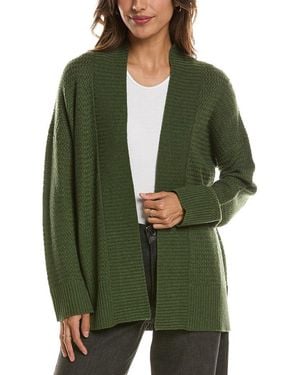 Forte Textured 100% Cashmere Duster Cardigan - Green