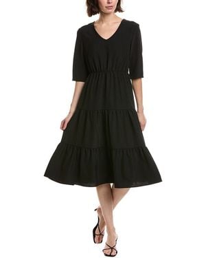 Pascale La Mode Solid Ruffle Hem Midi Dress - Black