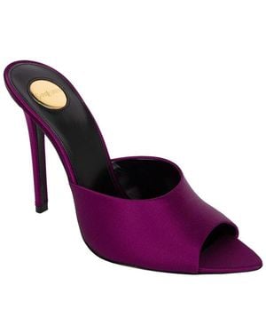 Saint Laurent Silk Goldie Mule, Never Worn (Authentic Pre- Loved) - Purple