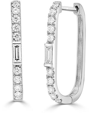 Sabrina Designs 18K 0.43 Ct. Tw. Diamond Rectangular Hoop Earrings - White
