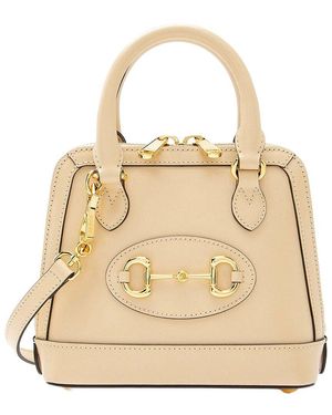 Gucci Beige Leather Horsebit 1955 Mini Satchel (authentic Pre-loved) - Natural