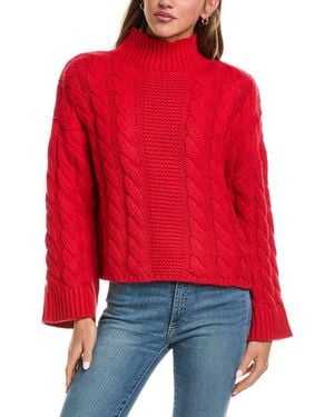 525 America Oversized Chunky Cable Mock Neck Jumper - Red