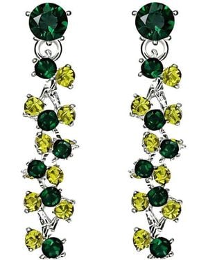 Liv Oliver 18K Plated 35.00 Ct. Tw. Multi Gemstones Long Drop Statement Earrings - White