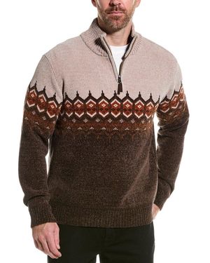 Point Zero Chenille 1/4-Zip Mock Neck Sweater - Brown