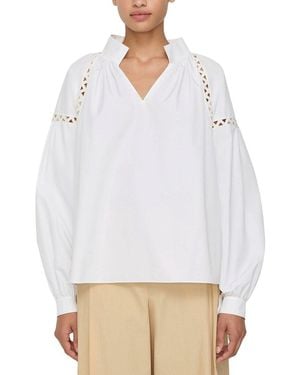 Lafayette 148 New York Raglan Sleeve Popover Shirt - White